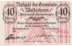 Westerhorn - Gemeinde - - 31.12.1921 - 40 Pfennig