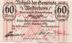 Westerhorn - Gemeinde - - 31.12.1921 - 60 Pfennig