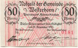 Westerhorn - Gemeinde - - 31.12.1921 - 80 Pfennig