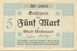 Westerland (heute: Gemeinde Sylt) - Stadt - -- - 5 Mark