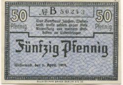 Westerland (heute: Gemeinde Sylt) - Janssen, Johann, Bankhaus - 1.4.1919 - 50 Pfennig