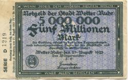 Wetter - Stadt - 27.8.1923 - 5 Millionen Mark