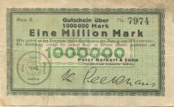 Wetter - Harkort, Peter, & Sohn, (Schöntaler Stahl- und Eisenwerke) GmbH - 15.8.1923 - 31.10.1923 - 1 Million Mark