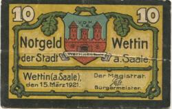 Wettin - Stadt - 15.3.1921 - 10 Pfennig 