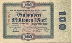 Wetzlar - Kreis - 9.10.1923 - 100 Millionen Mark