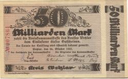 Wetzlar - Kreis - 26.10.1923 - 50 Milliarden Mark