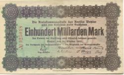 Wetzlar - Kreis - 26.10.1923 - 100 Milliarden Mark