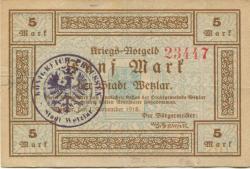 Wetzlar - Stadt - 1.11.1918 - 1.2.1919 - 5 Mark