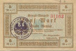 Wetzlar - Stadt - 1.11.1918 - 1.2.1919 - 5 Mark