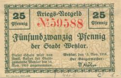 Wetzlar - Stadt - 15.11.1918 - 15.11.1919 - 25 Pfennig