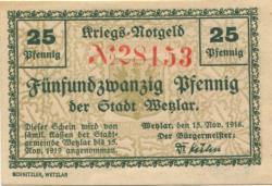 Wetzlar - Stadt - 15.11.1918 - 15.11.1919 - 25 Pfennig
