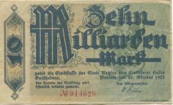 Wetzlar - Stadt - 25.10.1923 - 10 Milliarden Mark