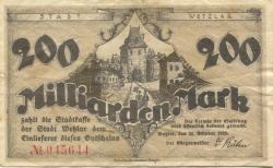 Wetzlar - Stadt - 31.10.1923 - 200 Milliarden Mark