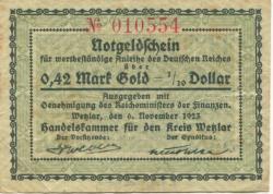 Wetzlar - Handelskammer des Kreises - 6.11.1923 - 0.42 Gold-Mark