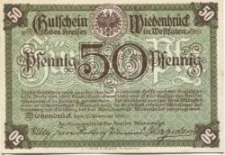 Wiedenbrück (heute: Rheda-Wiedenbrück) - Kreis - 15.2.1918 - 50 Pfennig