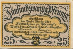 Wiehe (heute: Roßleben) - Stadt - 9.10.1920 - 10 Pfennig