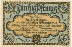 Wiehe (heute: Roßleben) - Stadt - 9.10.1920 - 50 Pfennig