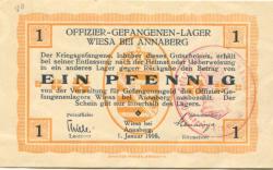 Wiesa (Thermalbad Wiesenbad) - Offizier-Gefangenenlager - 1.1.1916 - 1 Pfennig