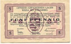 Wiesa (Thermalbad Wiesenbad) - Offizier-Gefangenenlager - 1.1.1916 - 5 Pfennig