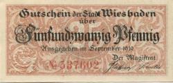 Wiesbaden - Stadt - September 1919 - 25 Pfennig