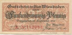 Wiesbaden - Stadt - September 1919 - 25 Pfennig