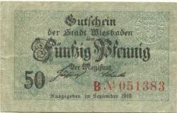 Wiesbaden - Stadt - September 1919 - 50 Pfennig