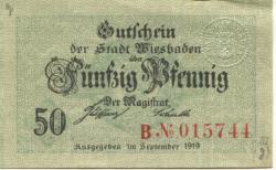 Wiesbaden - Stadt - September 1919 - 50 Pfennig