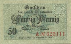 Wiesbaden - Stadt - September 1919 - 50 Pfennig