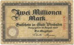 Wiesbaden - Stadt - August 1923 - 31.10.1923 - 2 Millionen Mark