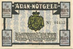 Wiesbaden - Freytag, Dr. (Souveräner Aran) - 21.4.1921 - 5.4.1922 - 1/2 Mark