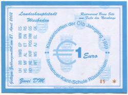 Wiesbaden - Klassentreffen OIb Jahrgang 1959, Immanuel Kant-Schule, Rüsselsheim, Restaurant Beau Site Wiesbaden - 27.4.2002 - 1 Euro