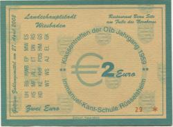 Wiesbaden - Klassentreffen OIb Jahrgang 1959, Immanuel Kant-Schule, Rüsselsheim, Restaurant Beau Site Wiesbaden - 27.4.2002 - 2 Euro