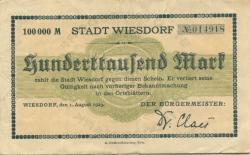 Wiesdorf (heute: Leverkusen) - Stadt - 1.8.1923 - 100000 Mark