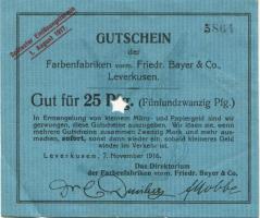 Wiesdorf (heute: Leverkusen) - Farbenfabriken, vormals Friedrich Bayer & Co - 7.11.1916 - 1.8.1917 - 25 Pfennig