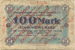 Wiesdorf (heute: Leverkusen) - Farbenfabriken, vormals Friedrich Bayer & Co - 26.7.1923 - 100000 Mark