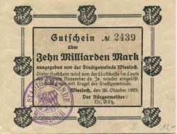 Wiesloch - Stadt - 26.10.1923 - 10 Milliarden Mark