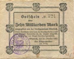 Wiesloch - Stadt - 26.10.1923 - 10 Milliarden Mark