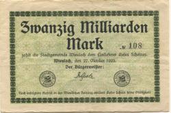Wiesloch - Stadt - 27.10.1923 - 20 Milliarden Mark