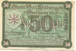 Wildungen (Bad) - Stadt - 18.10.1918 - 50 Pfennig