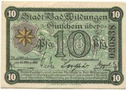 Wildungen (Bad) - Stadt - 25.3.1920 - 10 Pfennig