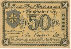 Wildungen (Bad) - Stadt - 25.3.1920 - 50 Pfennig 