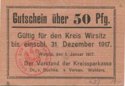 Wirsitz (heute: PL-Wyrzysk) - Kreissparkasse - 1.1.1917 - 31.12.1917 - 50 Pfennig 