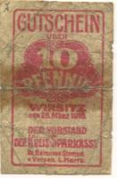 Wirsitz (heute: PL-Wyrzysk) - Kreissparkasse - 28.3.1918 - 10 Pfennig 