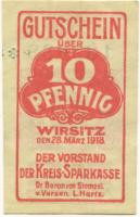 Wirsitz (heute: PL-Wyrzysk) - Kreissparkasse - 28.3.1918 - 10 Pfennig 