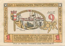 Wismar - Keglerverband eV - 9.10.1921 - 17.10.1921 - 1 Mark 