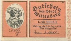 Wittenberg - Stadt - - 5.3.1922 - 50 Pfennig