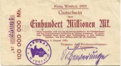 Wittlich - Kreis - 3.8.1923 - 100 Millionen Mark
