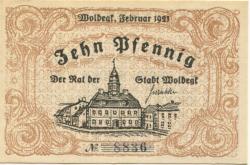 Woldegk - Stadt - Februar 1921 - 10 Pfennig 
