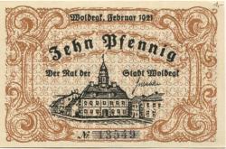 Woldegk - Stadt - Februar 1921 - 10 Pfennig