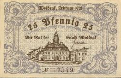 Woldegk - Stadt - Februar 1921 - 25 Pfennig